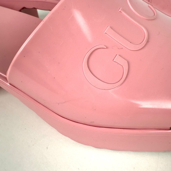 GUCCI Rubber Pink Wild Rose Platform Slide Sandals 36, 6 - Picture 14 of 15